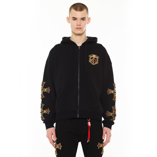 Cult's Zip Novelty Hoody "Family Crest" in Black