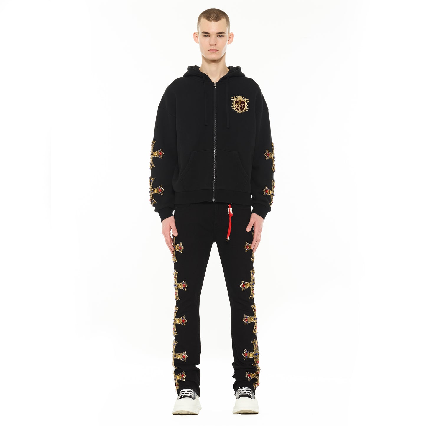 Cult's Zip Novelty Hoody "Family Crest" in Black
