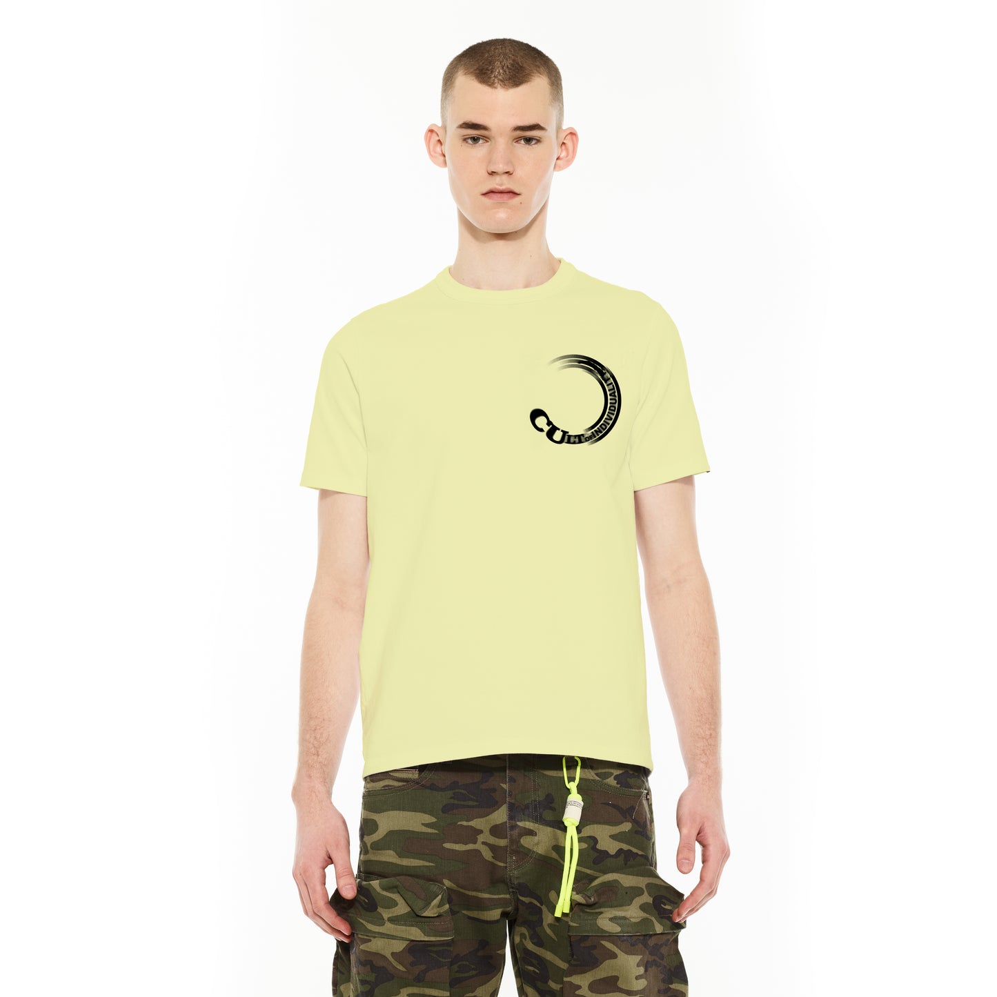 Cult's Heavyweight Short Sleeve Crew Neck Tee "Gradient" in Neon Yellow