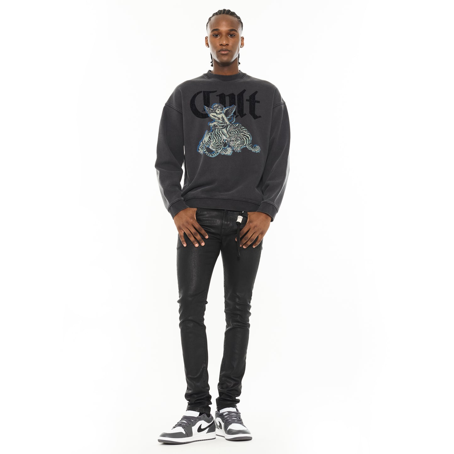 Cult's Novelty Fleece Crew Sweatshirt in Vintage Charcoal