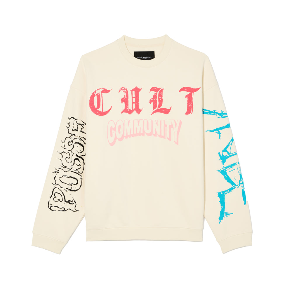 Cult's Novelty Fleece Crew Sweatshirt in Winter White