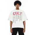Cult's Oversized Heavyweight Boxy Short Sleeve Crew Neck Tee "C.U.L.T." in White