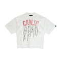 Cult's Oversized Heavyweight Boxy Short Sleeve Crew Neck Tee "C.U.L.T." in White