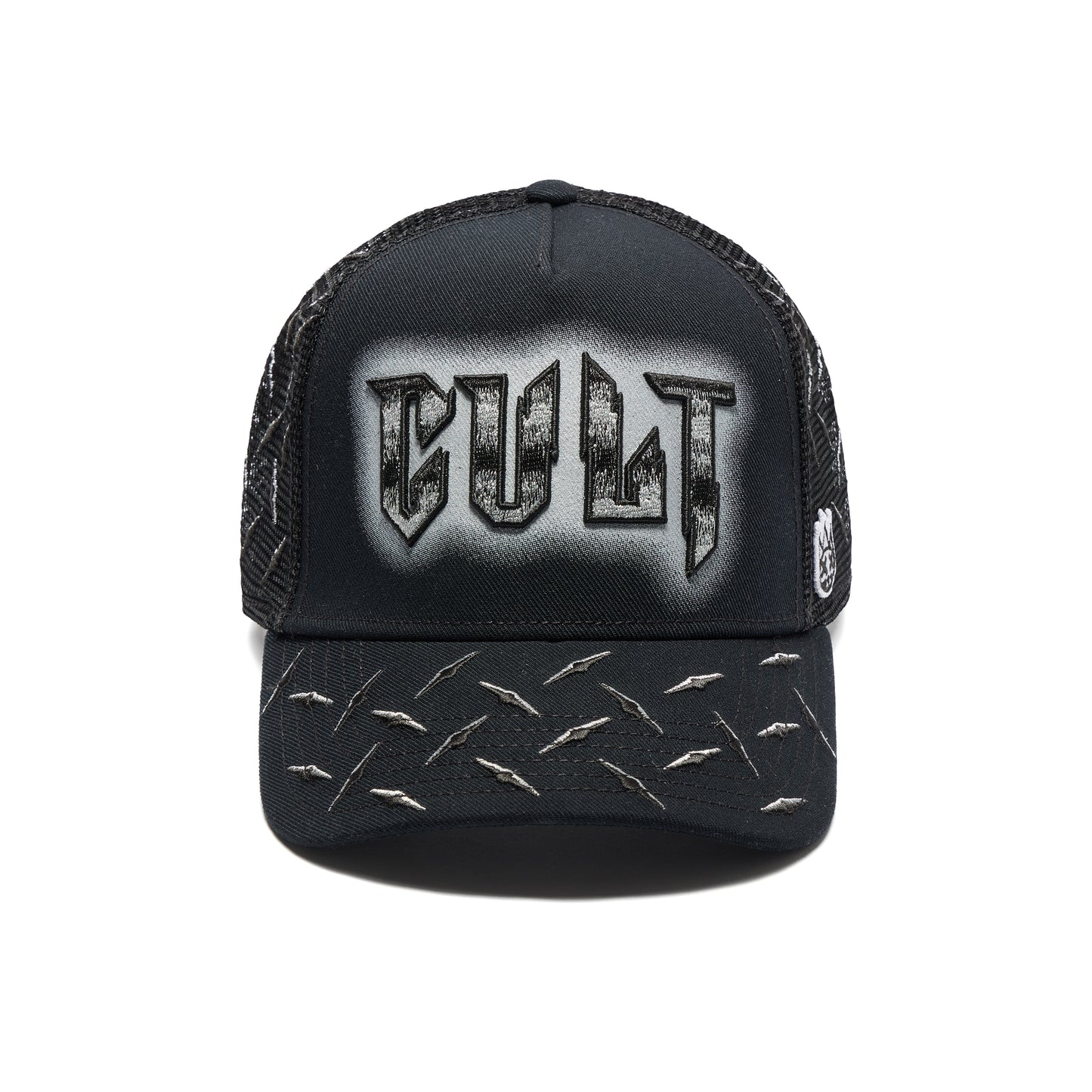 Cult's Logo Mesh Back Trucker Hat "Instruments" in Black
