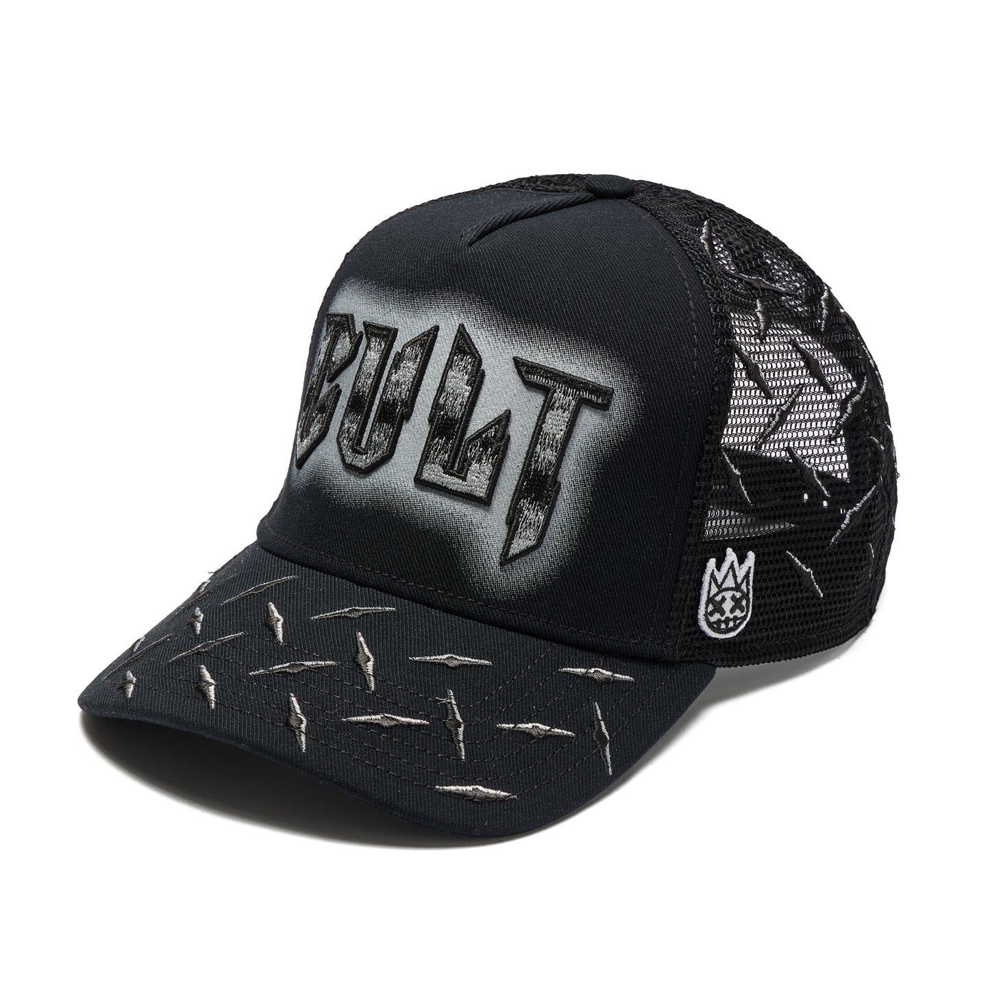 Cult's Logo Mesh Back Trucker Hat "Instruments" in Black