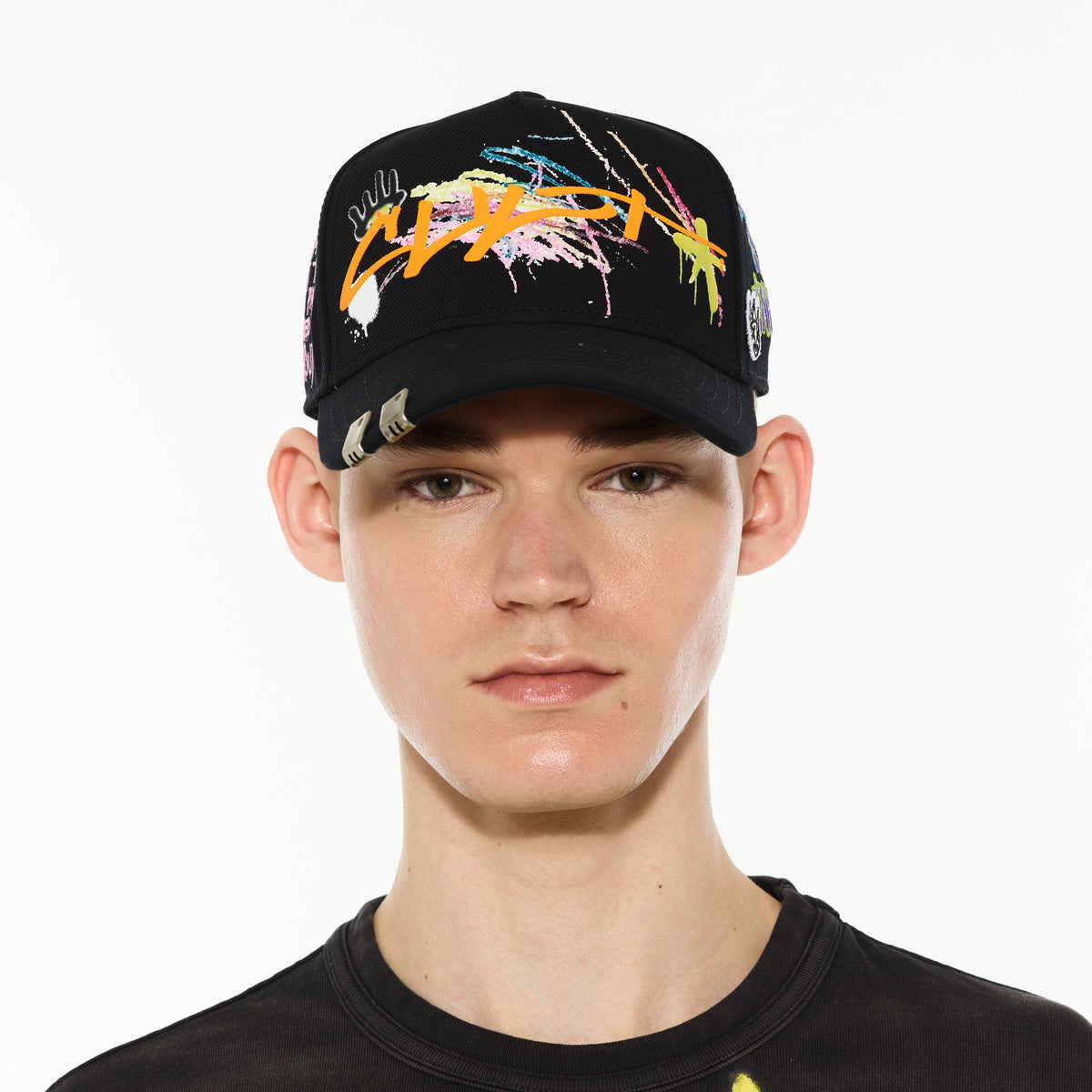 Cult's Logo Mesh Back Trucker Hat "Cult Graffiti" in Black