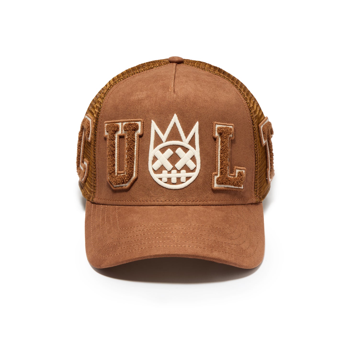 Cult's Logo Mesh Back Trucker Hat "Cult Chenille Suede" in Chocolate