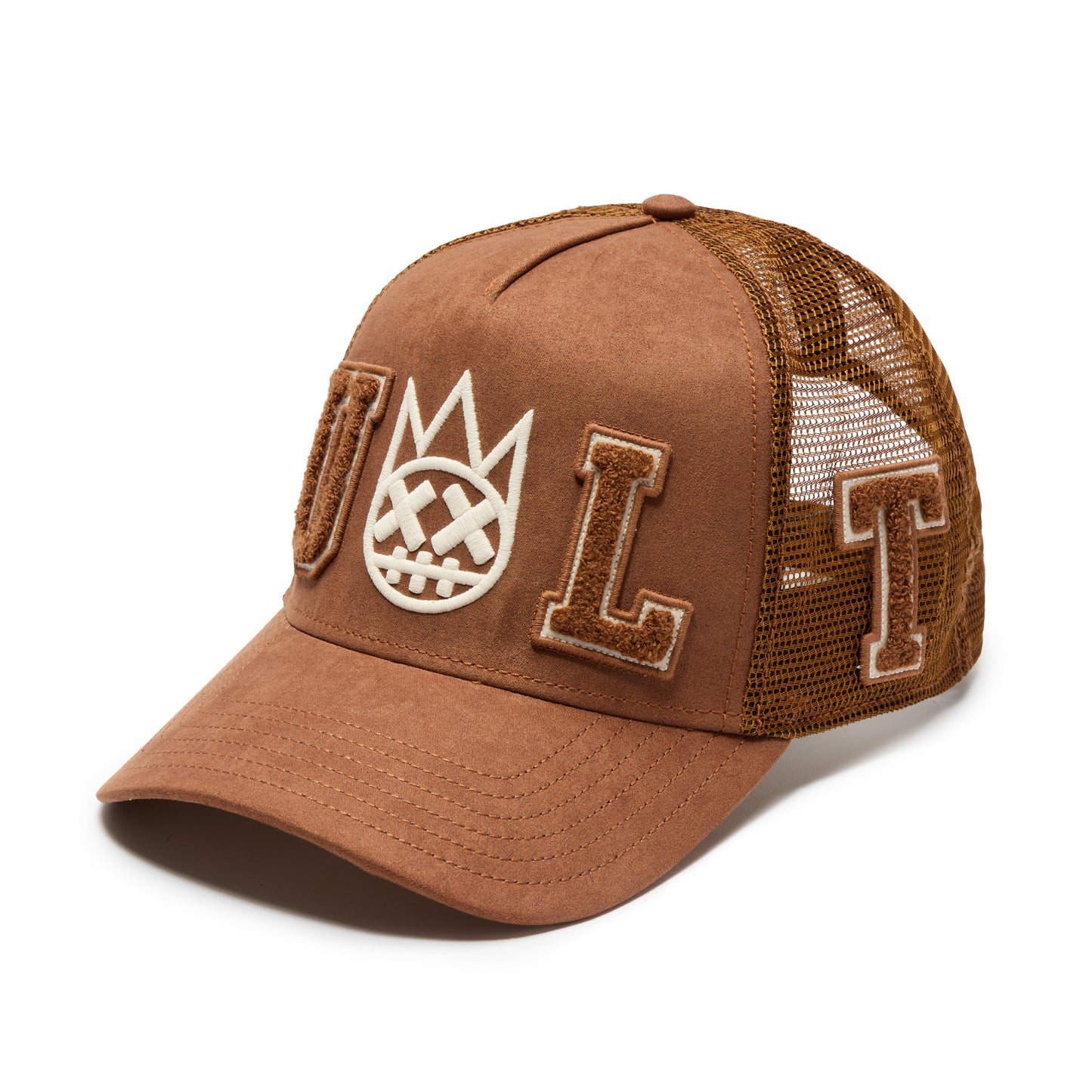 Cult's Logo Mesh Back Trucker Hat "Cult Chenille Suede" in Chocolate