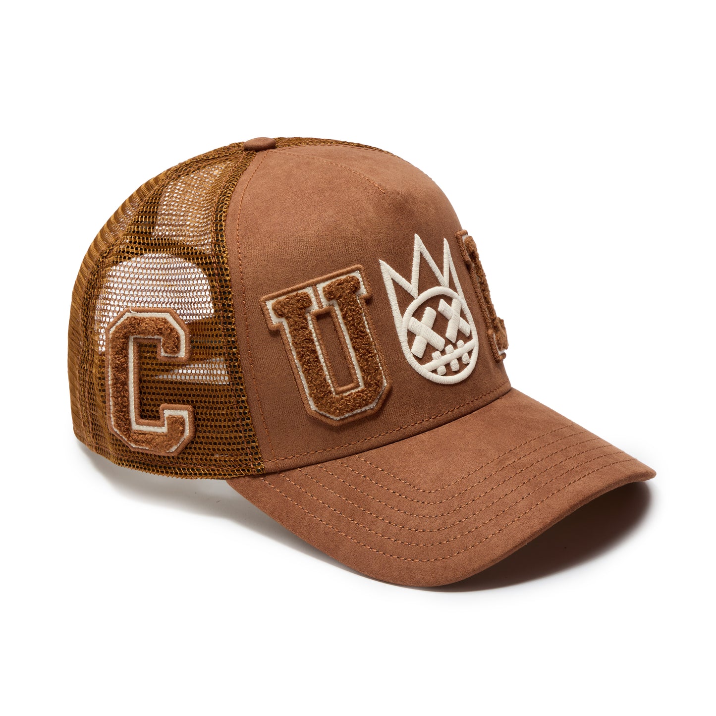 Cult's Logo Mesh Back Trucker Hat "Cult Chenille Suede" in Chocolate
