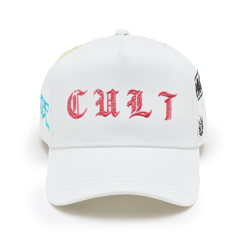 Cult's Logo Mesh Back Trucker Hat "Cult Community" in Winter White