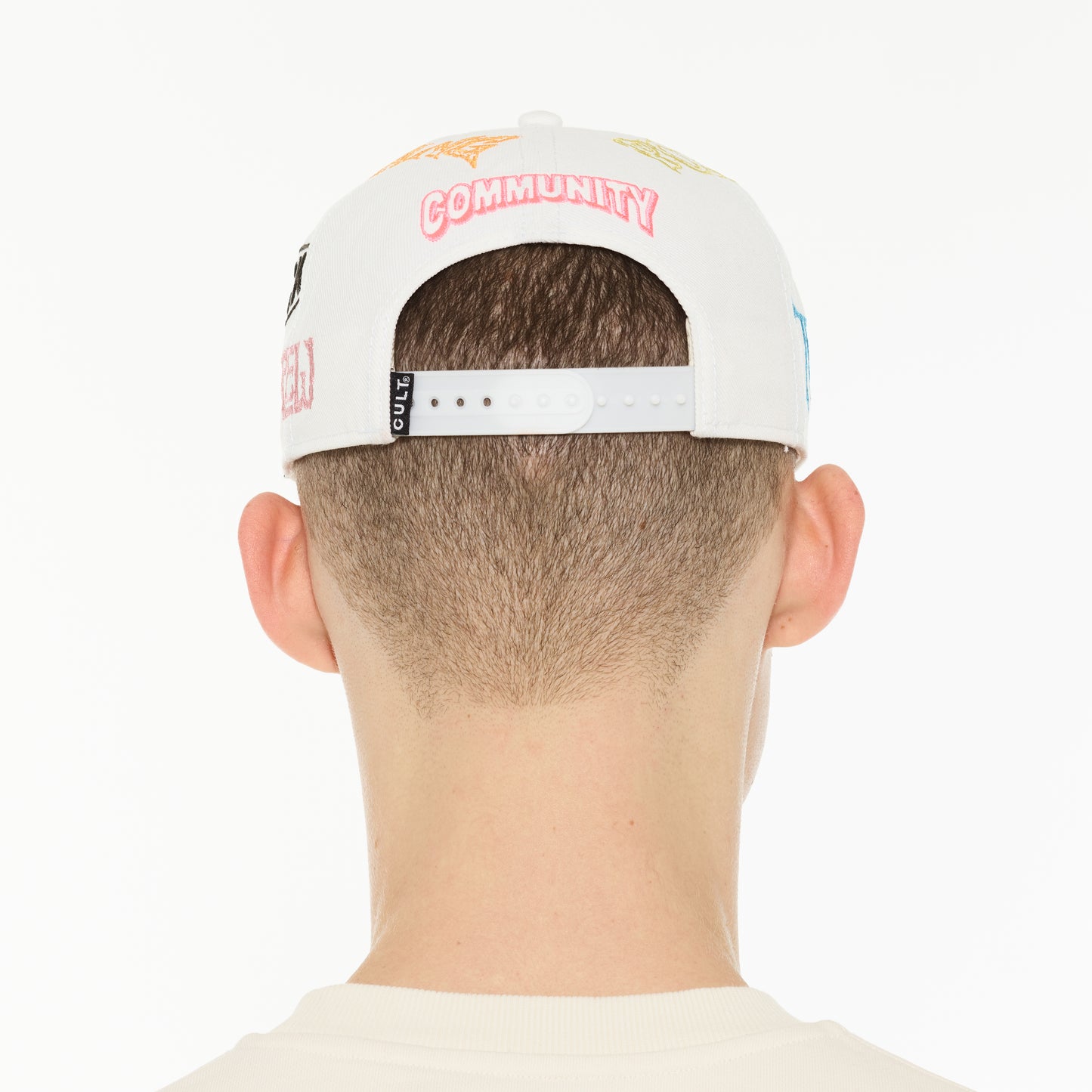Cult's Logo Mesh Back Trucker Hat "Cult Community" in Winter White