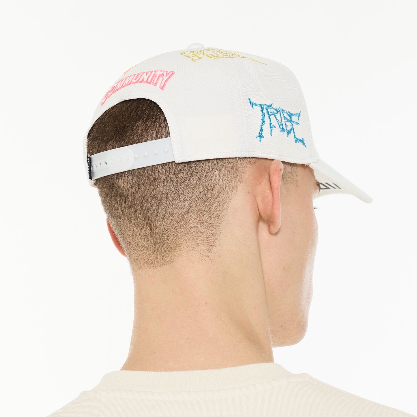 Cult's Logo Mesh Back Trucker Hat "Cult Community" in Winter White