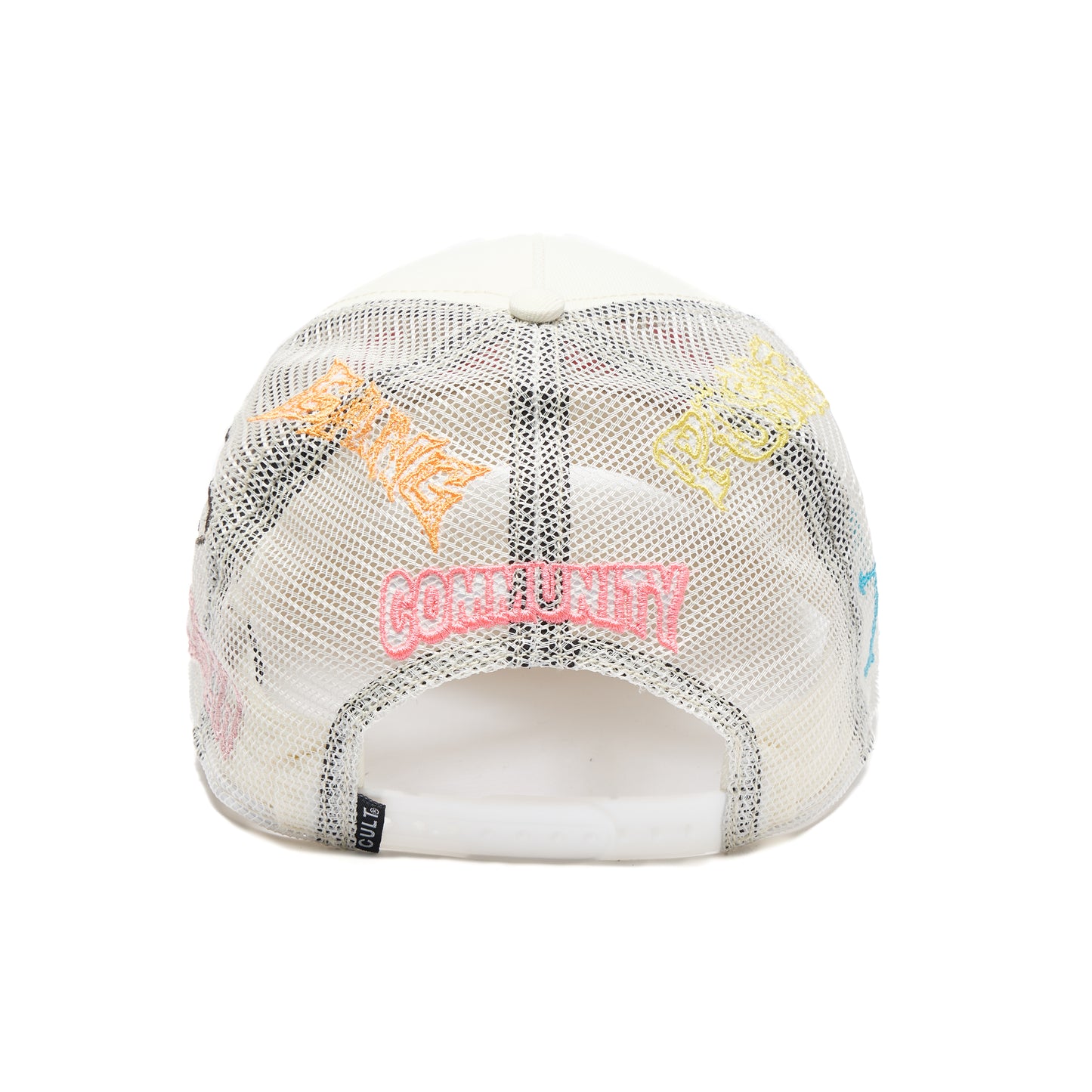 Cult's Logo Mesh Back Trucker Hat "Cult Community" in Winter White