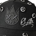 Cult x El Alfa Logo Crystal 5 Panel A Frame Trucker Hat in Black