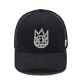 Cult's Silver White Crystal Logo Mesh Back Trucker Hat in Black
