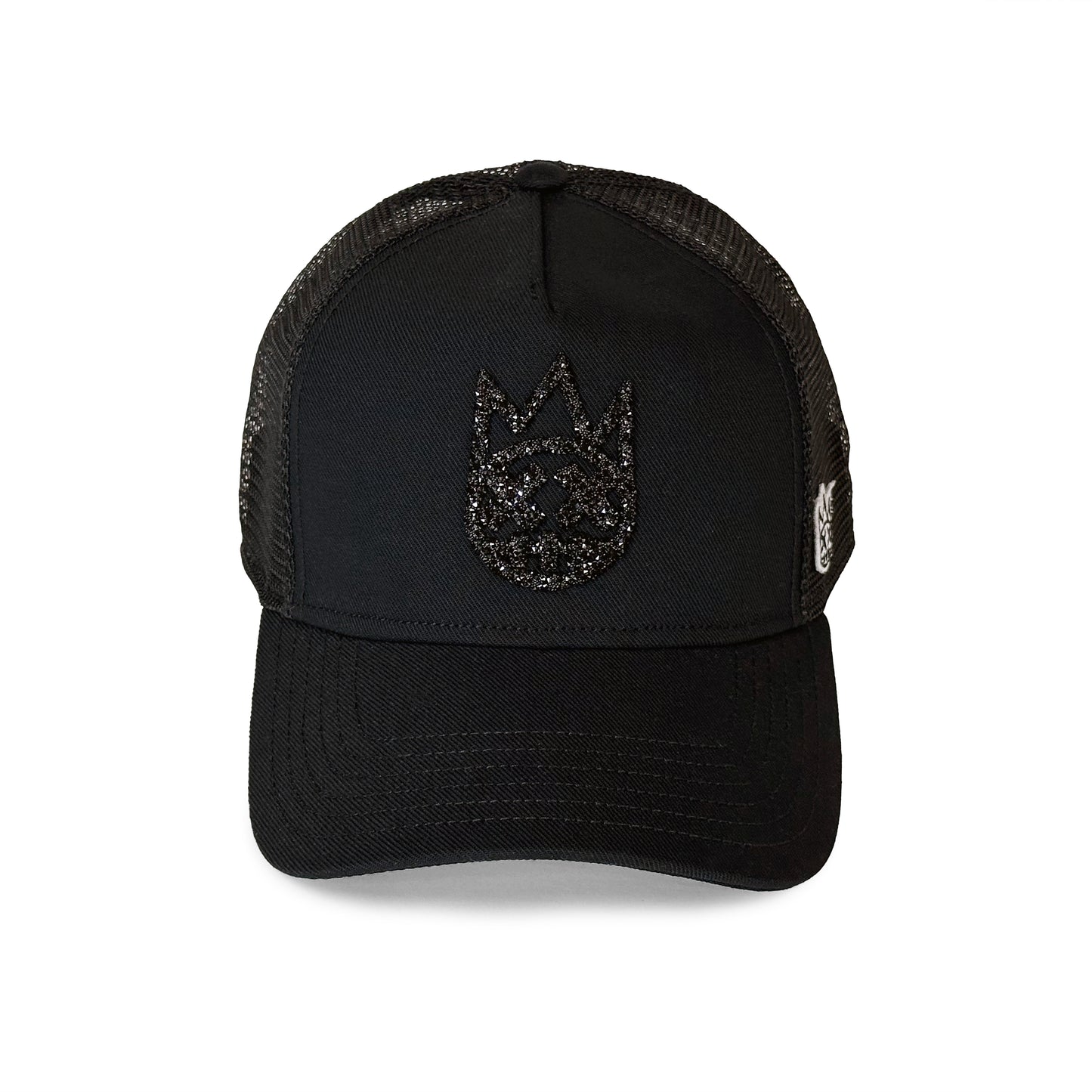 Cult's Crystal Logo Mesh Back Trucker Hat in Black