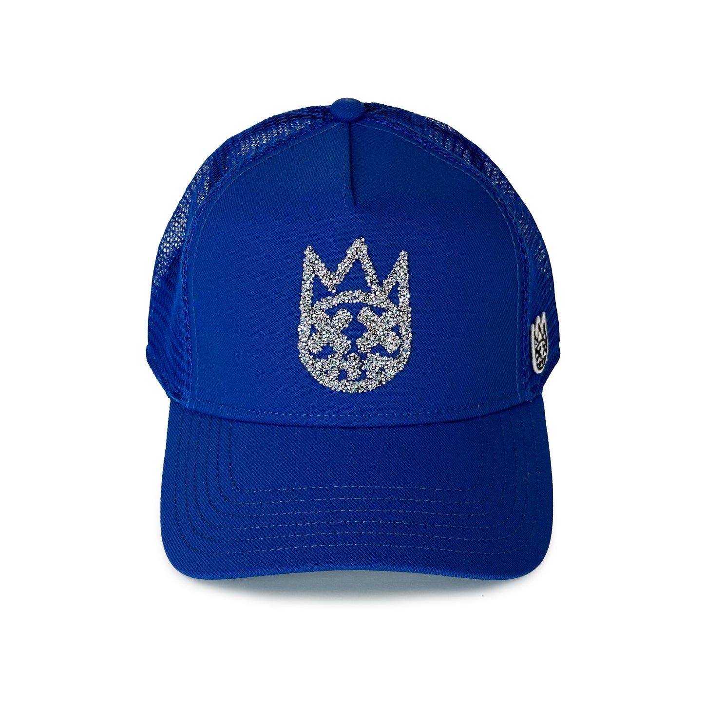 Cult's Crystal Logo Mesh Back Trucker Hat in Blue
