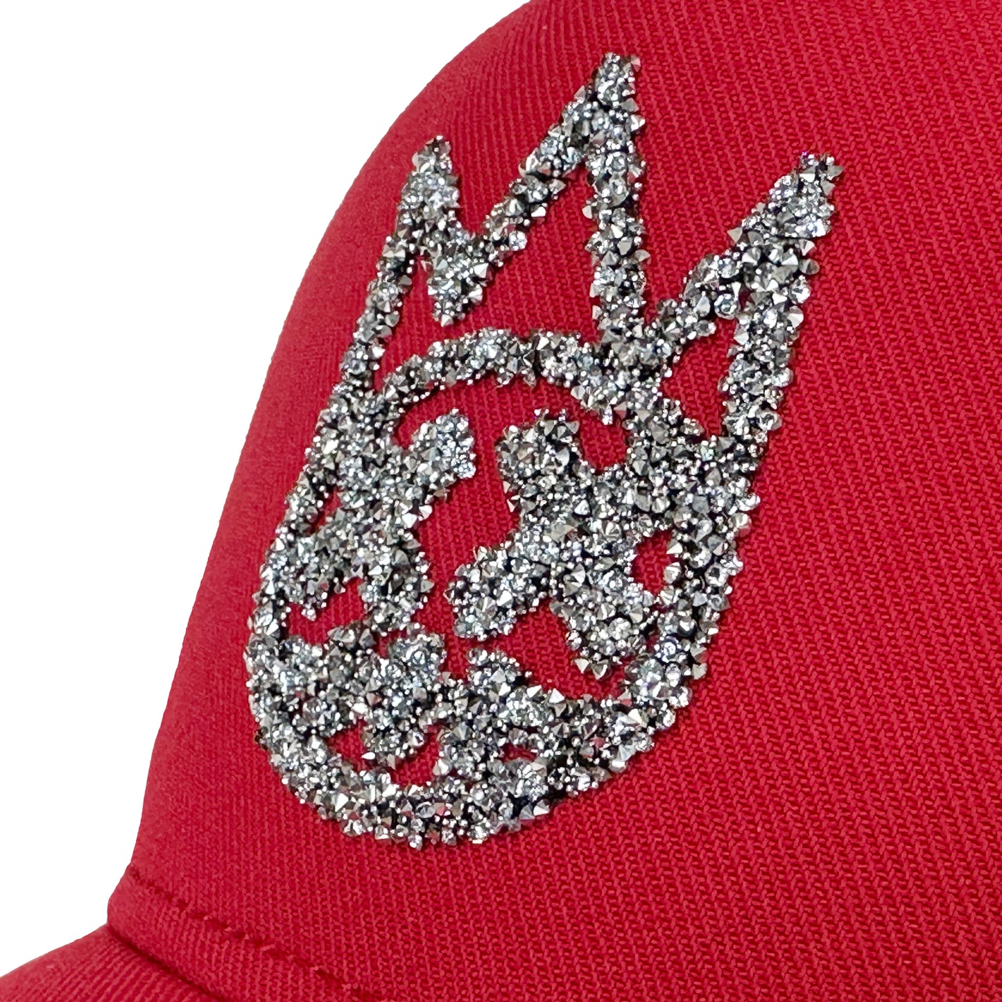 Cult's Crystal Logo Mesh Back Trucker Hat in Red