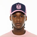 Cult's Logo Mesh Back Trucker Hat "Shimuchan" in Midnight Blue