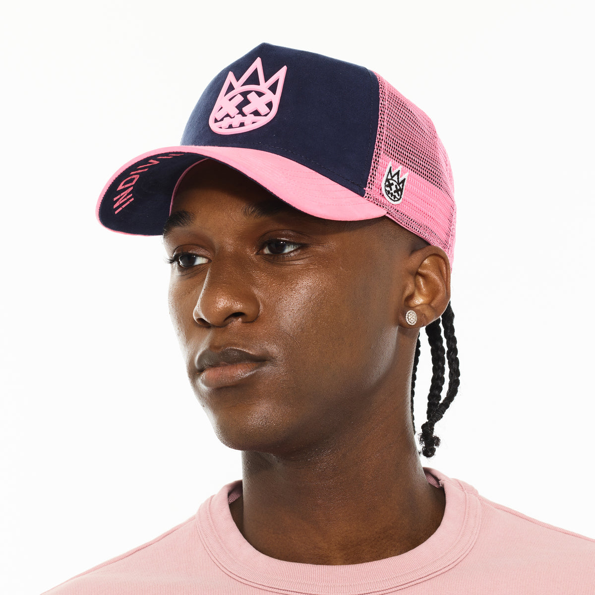 Cult's Logo Mesh Back Trucker Hat "Shimuchan" in Midnight Blue