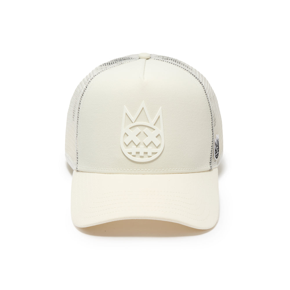 Cult's Logo Mesh Back Trucker Hat "Shimuchan" in Winter White