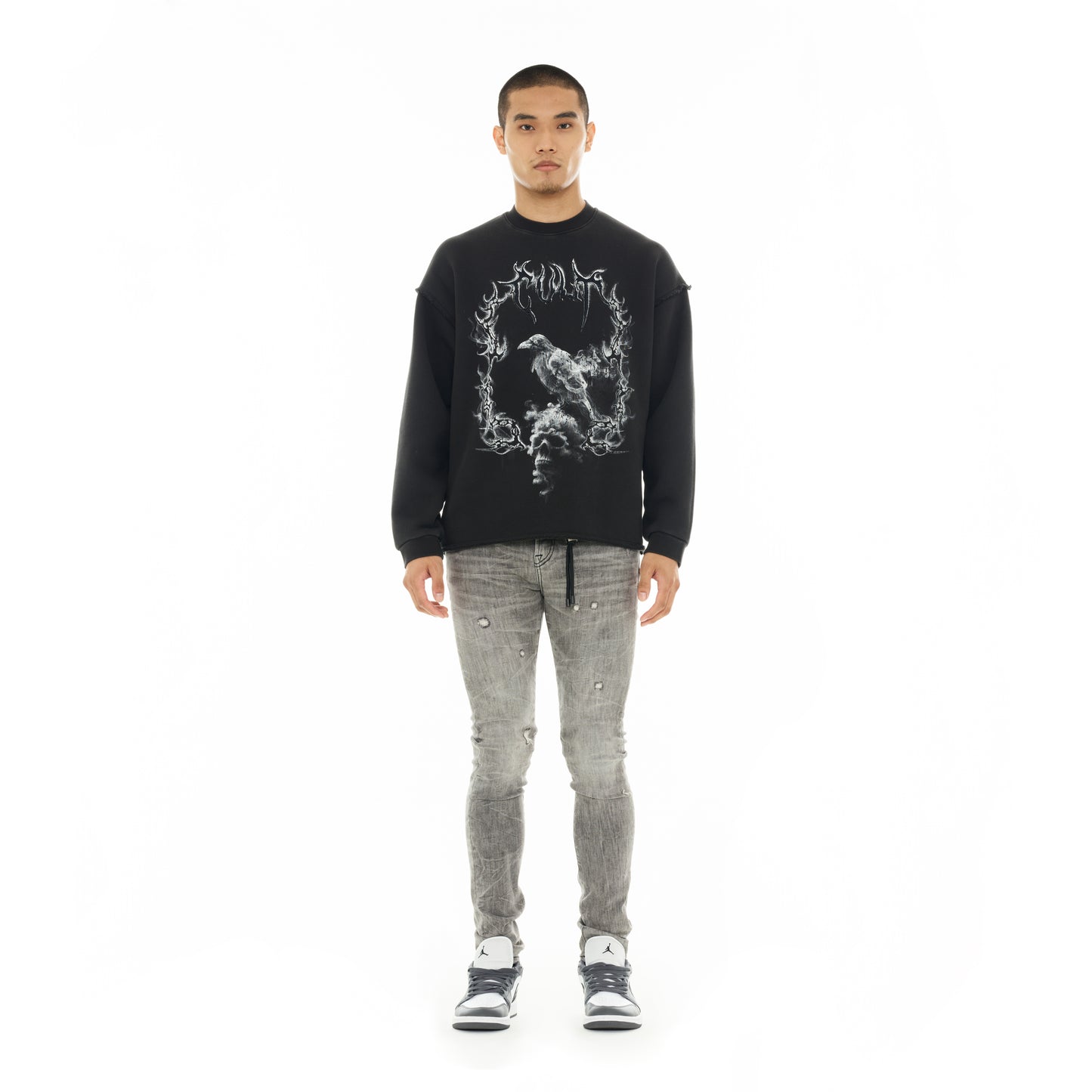 Cult's Novelty Fleece Crew Sweatshirt in Vintage Charcoal