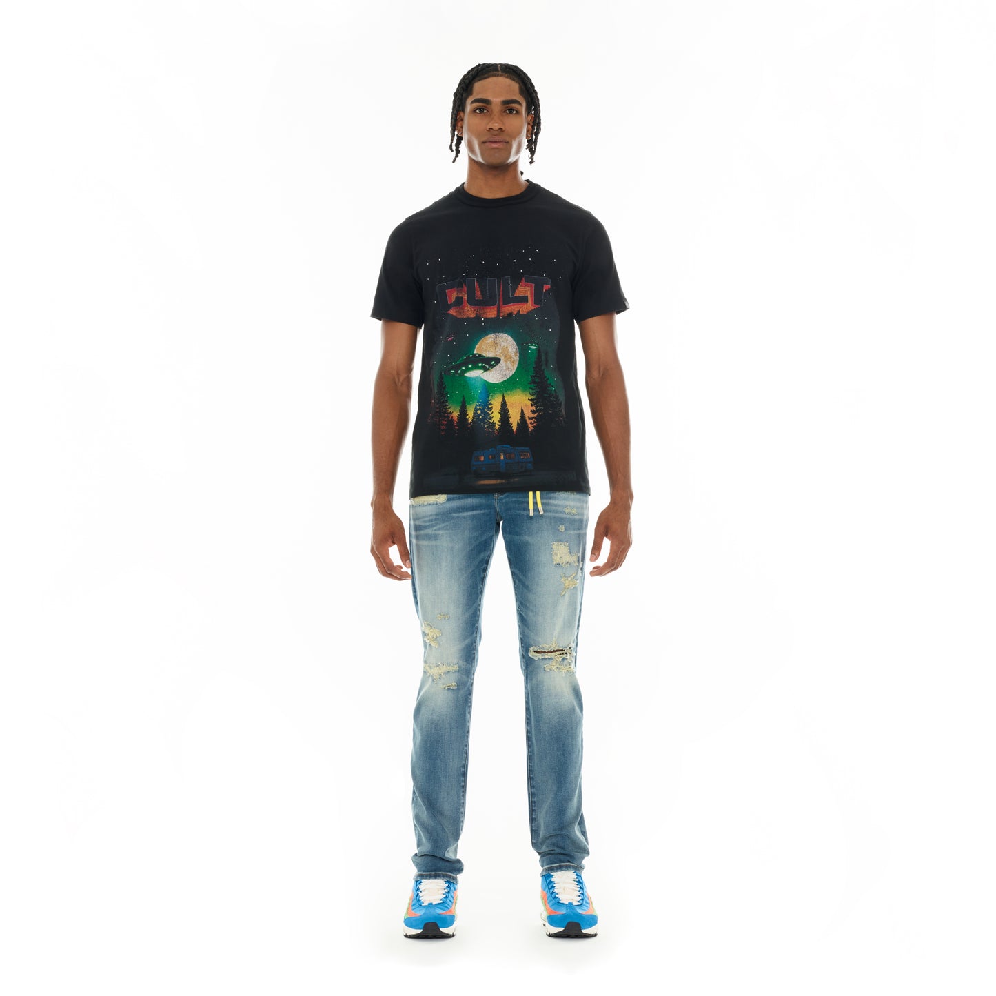 Cult's Short Sleeve Crew Neck Tee "Aliens" in Black