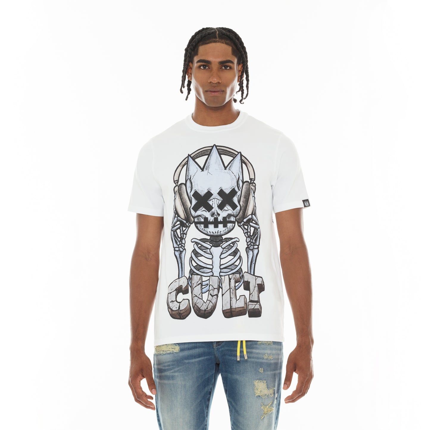 Cult's Short Sleeve Crew Neck Tee "Evolution" in White