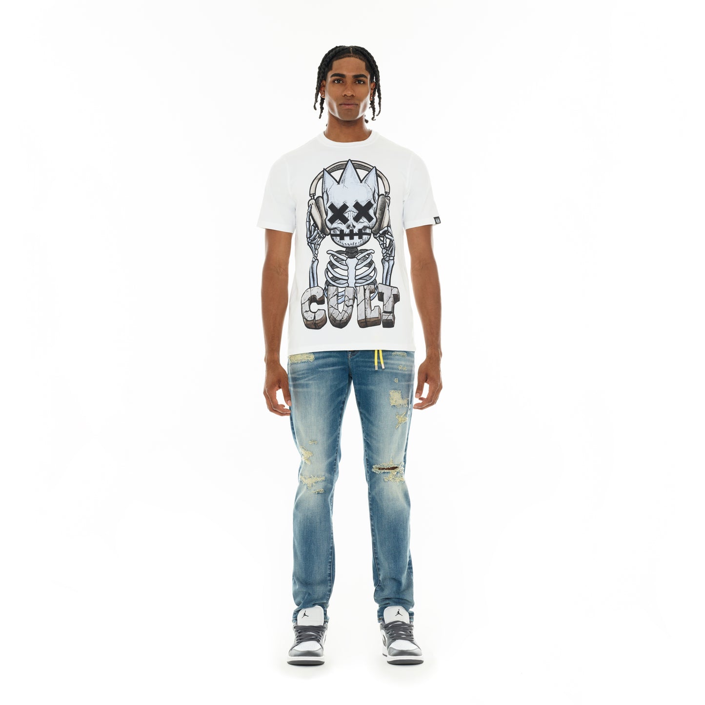 Cult's Short Sleeve Crew Neck Tee "Evolution" in White