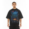 Cult's Oversized Short Sleeve Crew Neck Tee "Big Apple" in Black