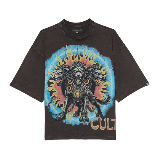 Cult's Oversized Short Sleeve Crew Neck Tee "May The Bridges I Burn" in Vintage Charcoal