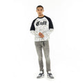 Cult's Long Sleeve Layered Raglan Tee "Propaganda" in White