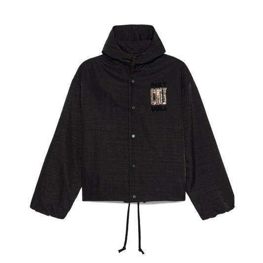 Cult's Oversized Coaches Jacket in Black Nylon