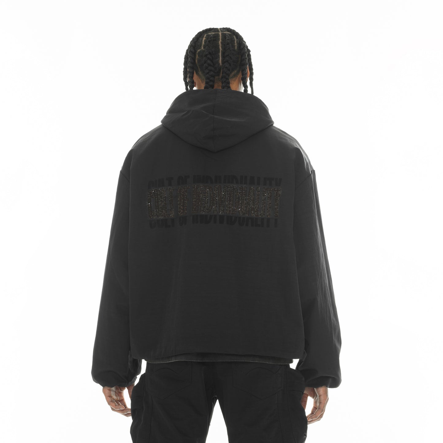Cult's Oversized Coaches Jacket in Black Nylon