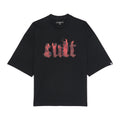 Cult's Oversized Short Sleeve Crew Neck Tee "Flame Logo" in Black