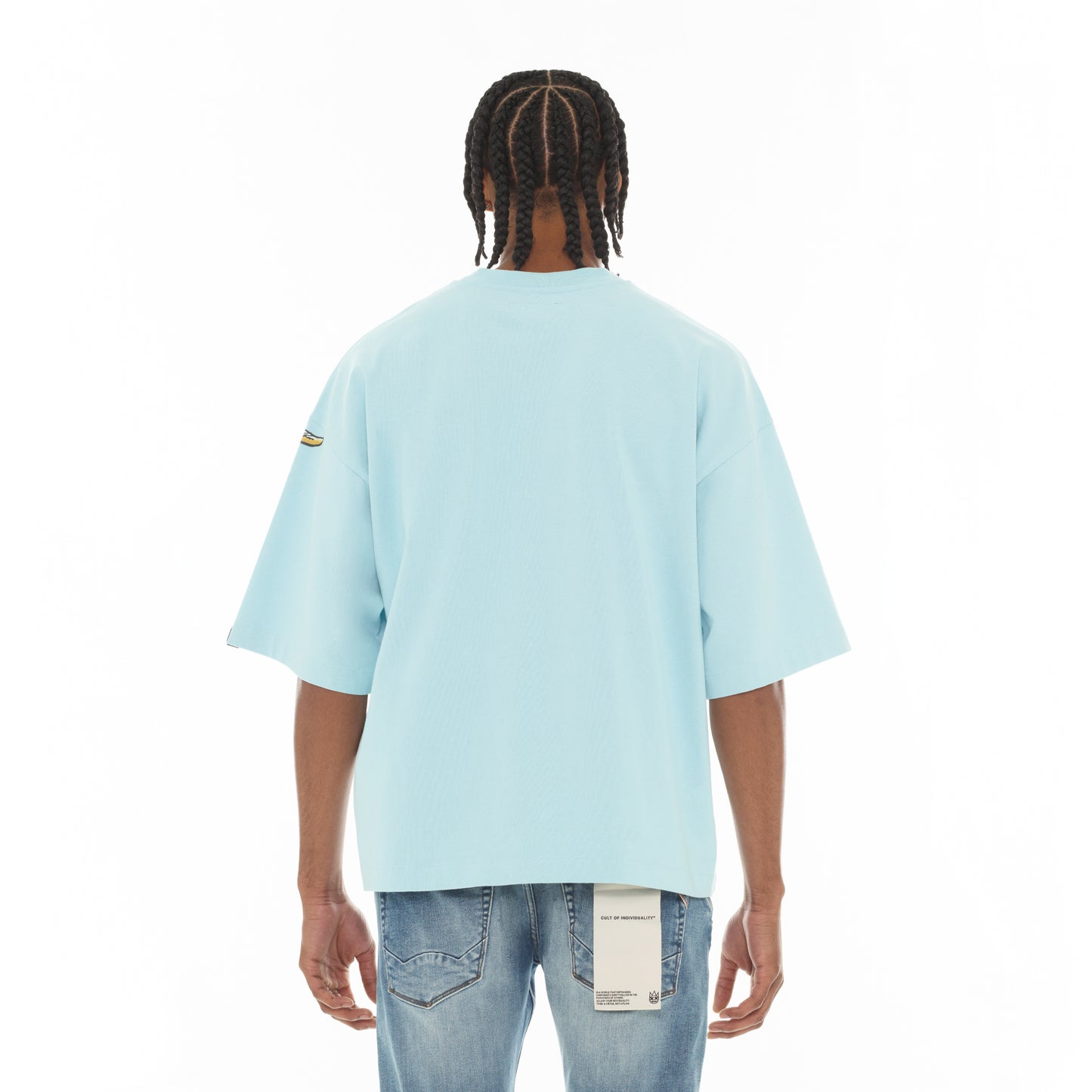 Cult's Oversized Short Sleeve Crew Neck Tee "Predator" in Blue Glow