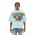 Cult's Oversized Short Sleeve Crew Neck Tee "Predator" in Blue Glow