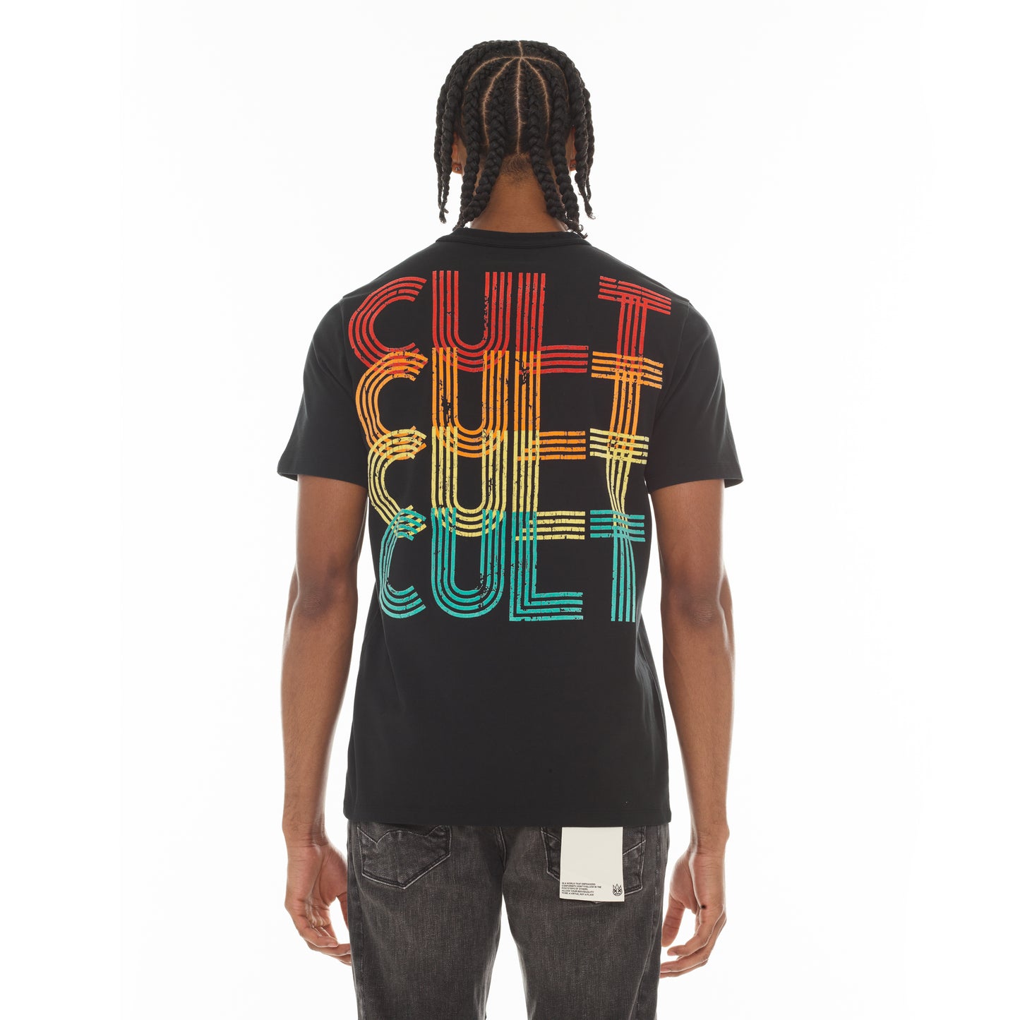 Cult's Heavyweight Short Sleeve Crew Neck Tee "Billiards" in Black