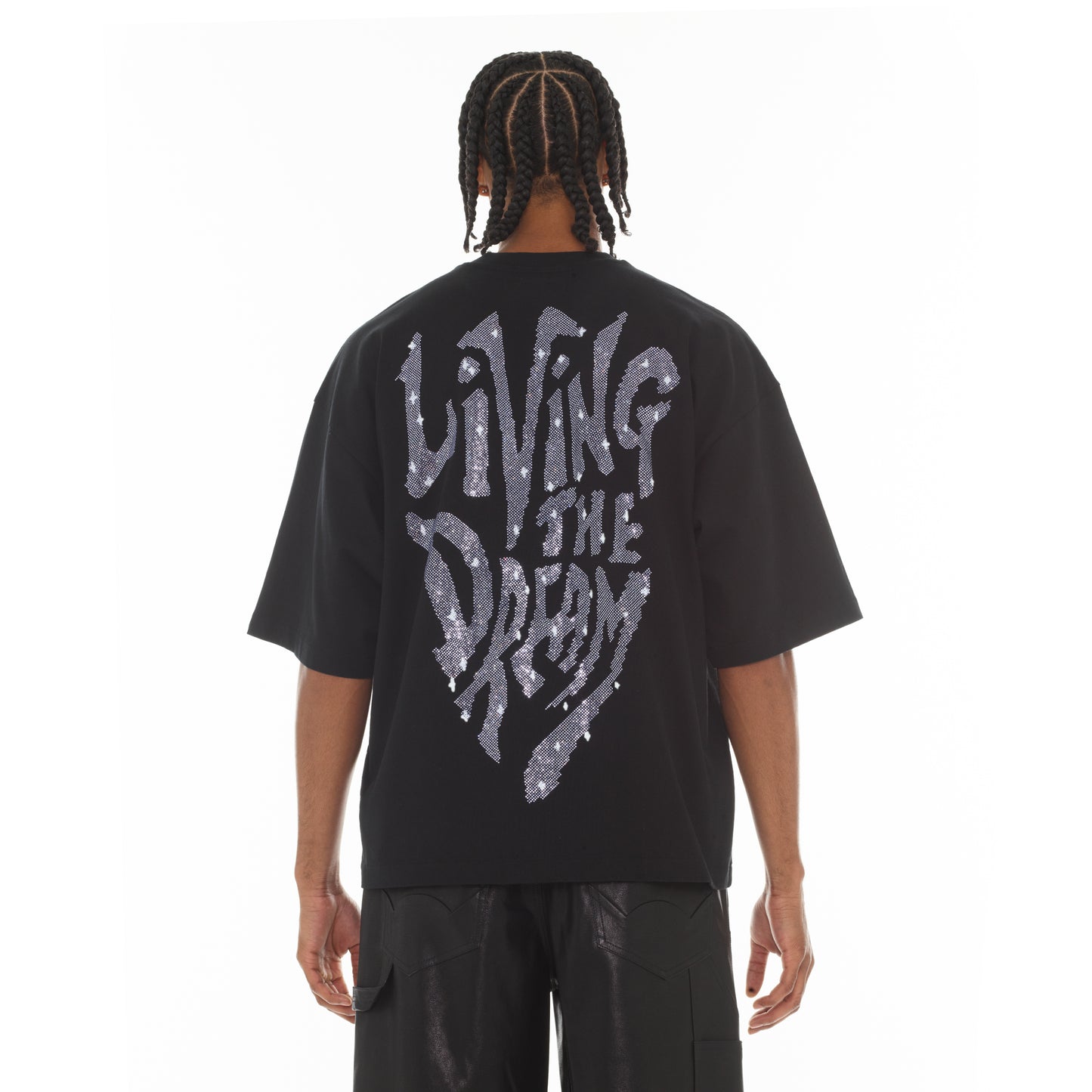 Cult's Oversized Short Sleeve Crew Neck Tee "Living The Dream" in Black
