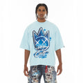 Cult's Oversized Short Sleeve Crew Neck Tee "Airbrush" in Blue Glow
