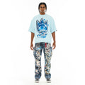 Cult's Oversized Short Sleeve Crew Neck Tee "Airbrush" in Blue Glow