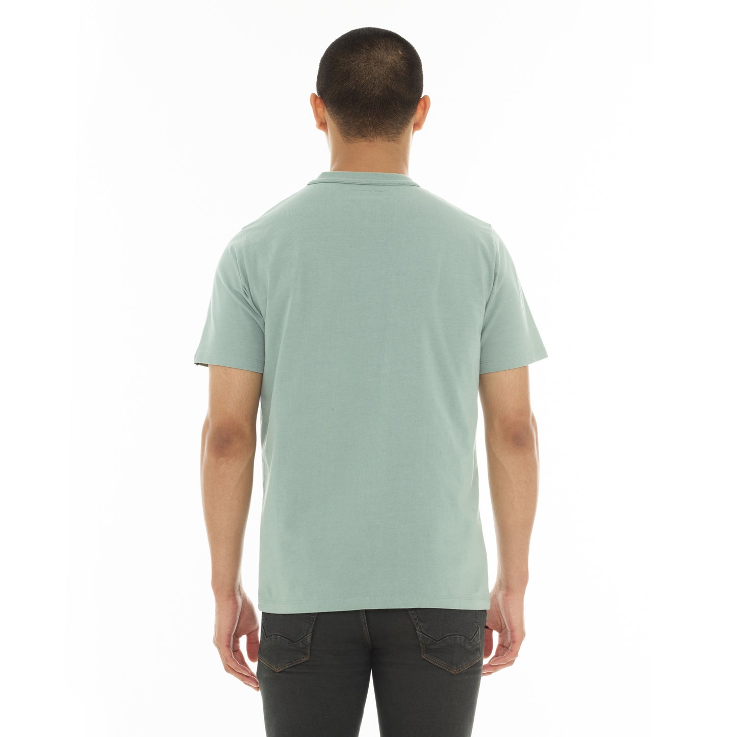 Cult's Heavyweight Short Sleeve Crew Neck Tee "Lion" in Granite Green