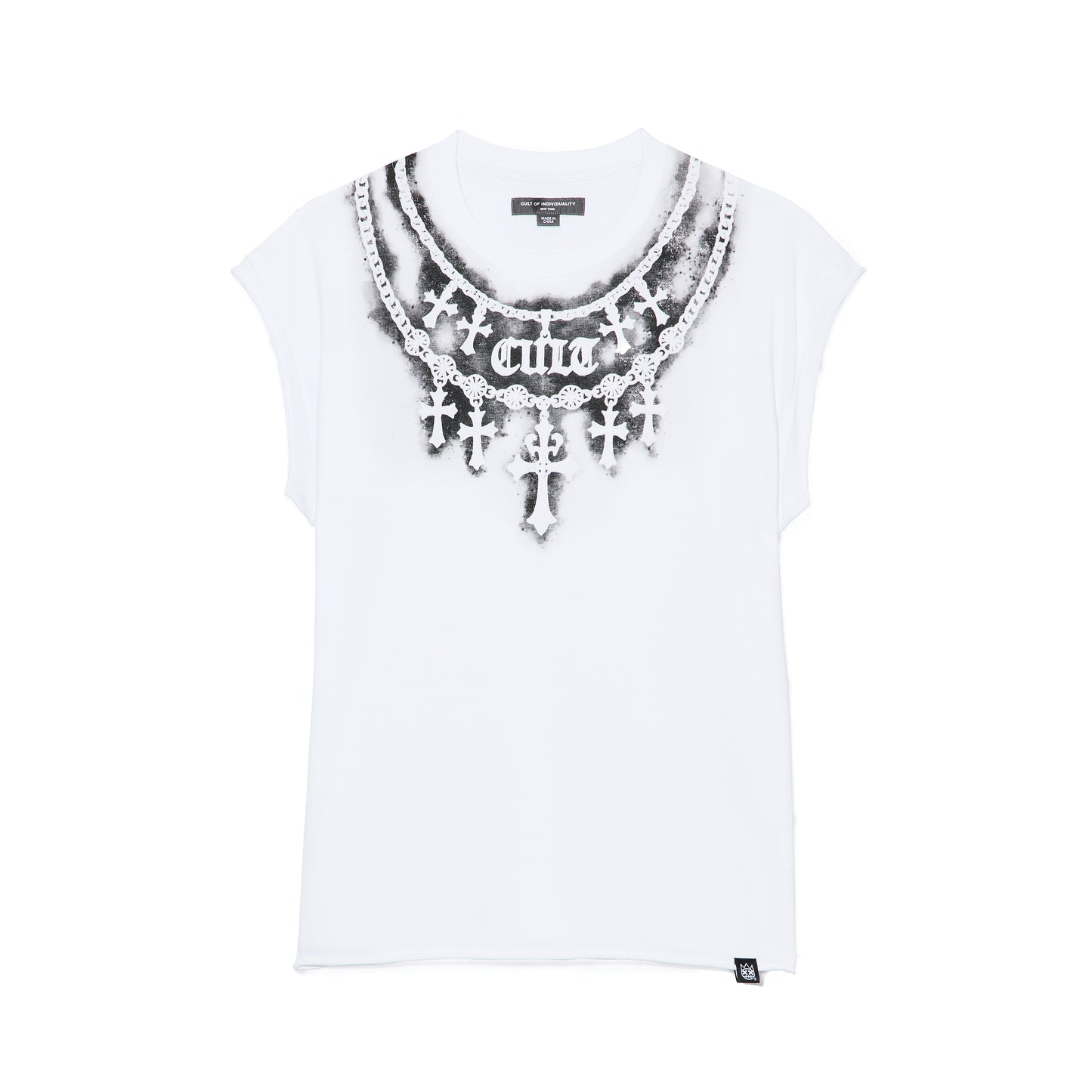 Cult's Sleeveless Tee "Stencil" in White