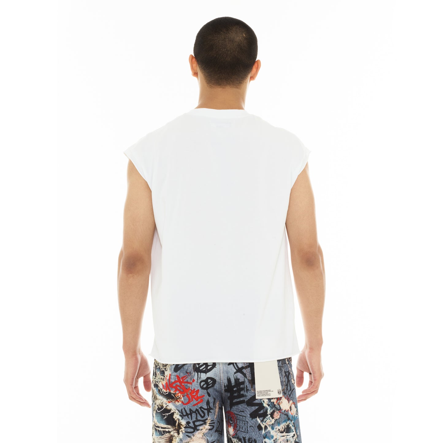 Cult's Sleeveless Tee "Stencil" in White