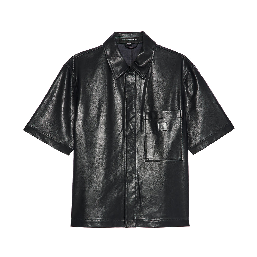 Cult's Oversized Leather Shirt in Black