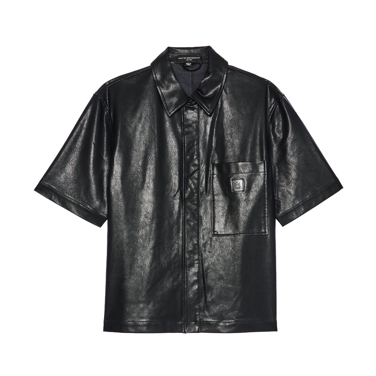 Cult's Oversized Leather Shirt in Black