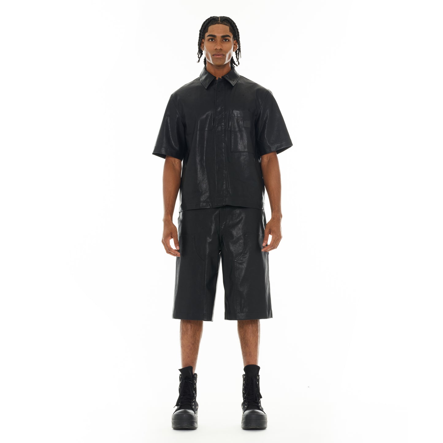 Cult's Oversized Leather Shirt in Black