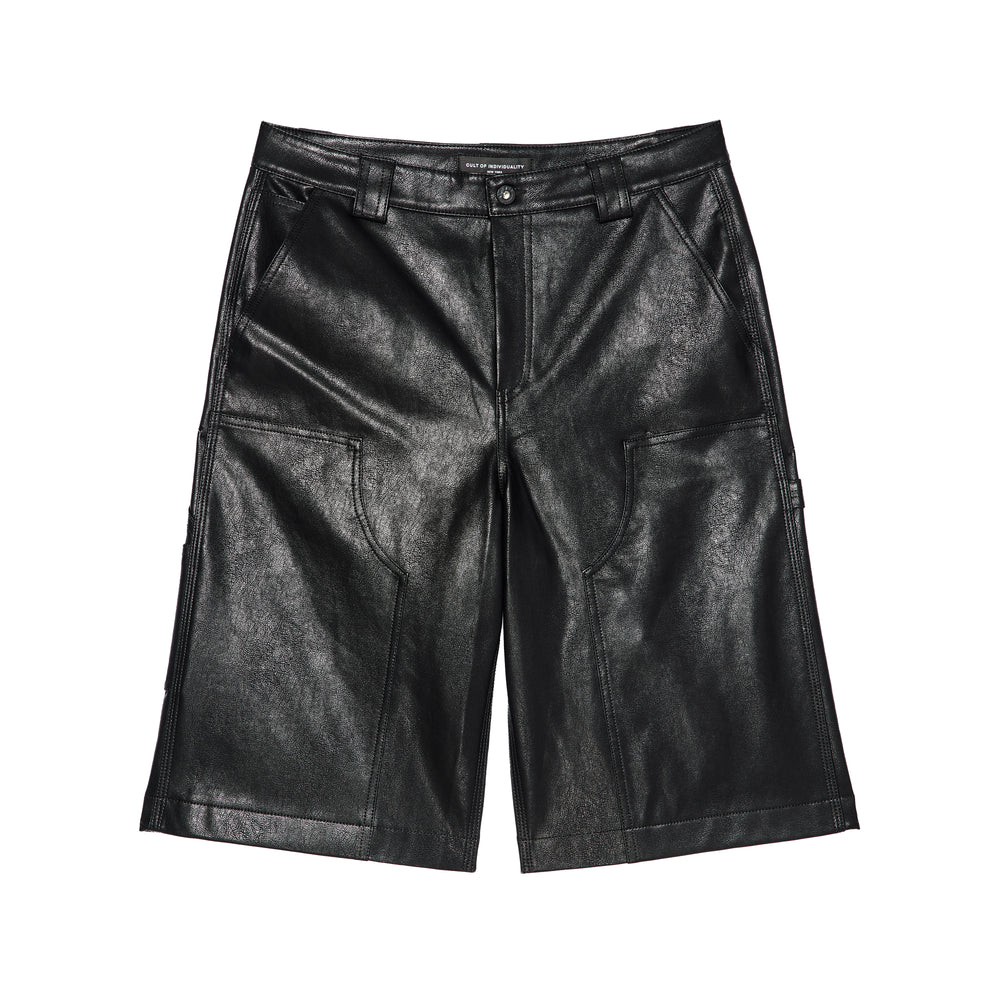 Cult's Y2K Oversized Leather Shorts in Black