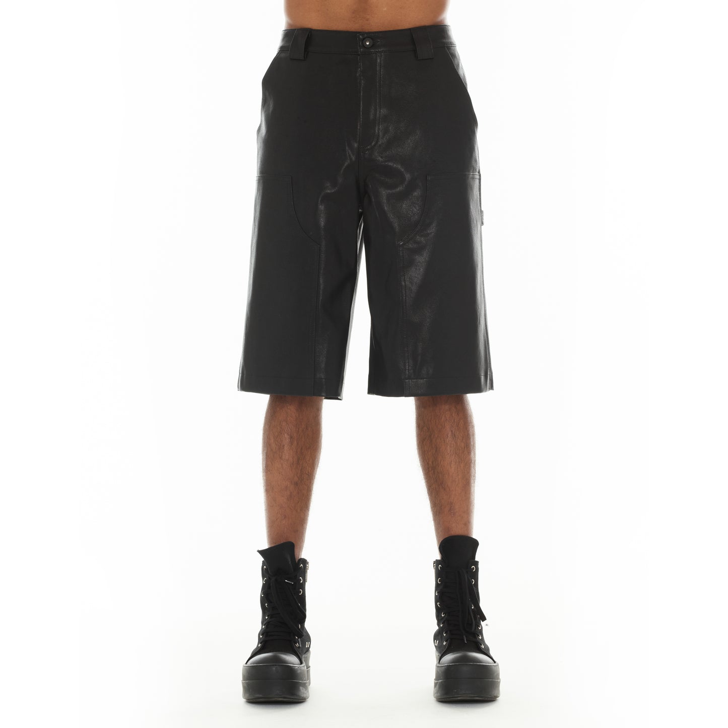 Cult's Y2K Oversized Leather Shorts in Black