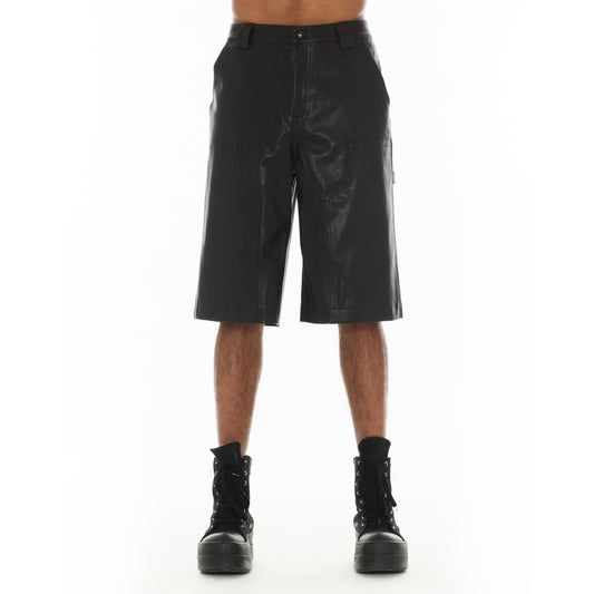Cult's Y2K Oversized Leather Shorts in Black